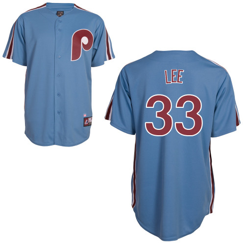 Cliff Lee #33 MLB Jersey-Philadelphia Phillies Men's Authentic Road Cooperstown Blue Baseball Jersey